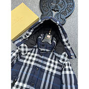 Burberry Plaid Down Jacket White/Dark Charcoal Blue - 3