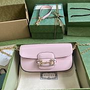 Gucci Horsebit 1955 Small Shoulder Bag Pink 24x13.5x7.5cm - 1