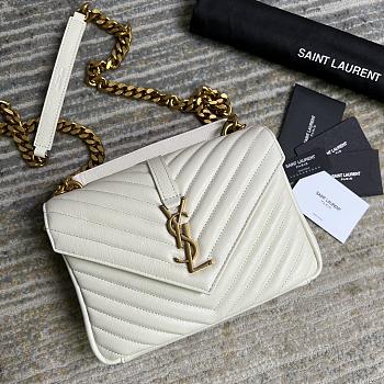 YSL Small College Bag White Gold 24x17x6.5cm