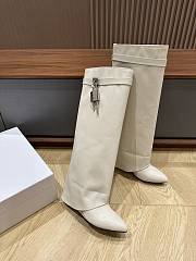 Givenchy Shark Lock Leather Knee-high White Boots - 1