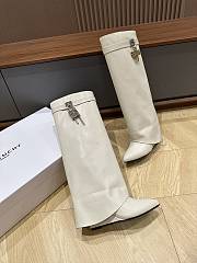 Givenchy Shark Lock Leather Knee-high White Boots - 5