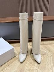 Givenchy Shark Lock Leather Knee-high White Boots - 4
