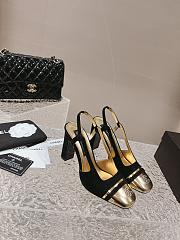 Chanel Slingback Black Gold Heel 10cm - 1