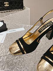 Chanel Slingback Black Gold Heel 10cm - 2