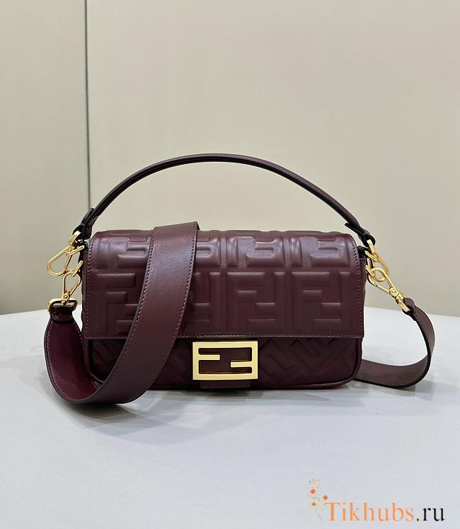 Fendi Baguette Red Wine Shoulder Bag 27x15x6cm - 1