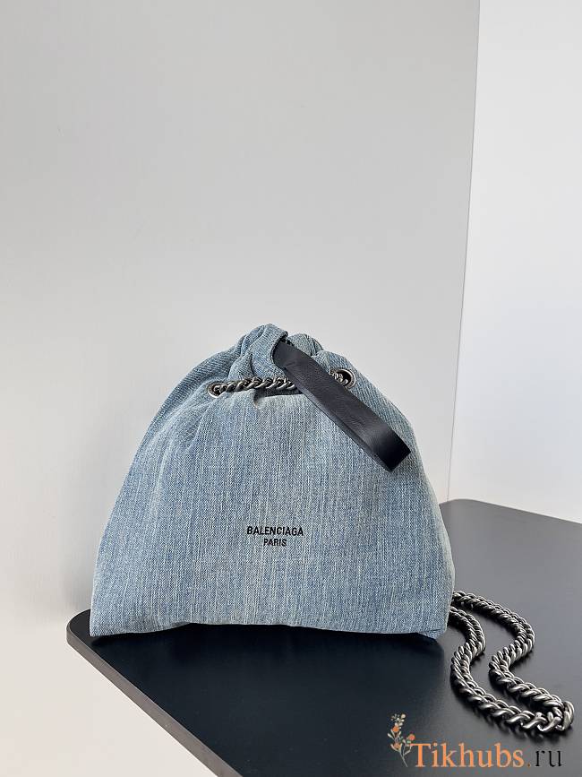 Balenciaga Crush Small Tote Bag Blue 23.9x25.9x9.9cm - 1