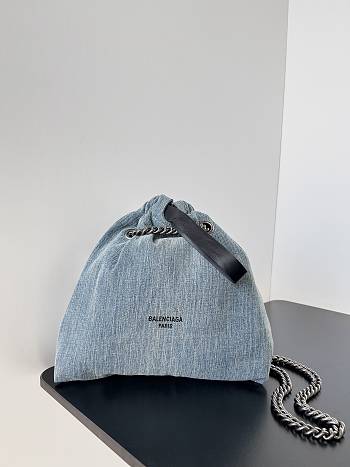 Balenciaga Crush Small Tote Bag Blue 23.9x25.9x9.9cm