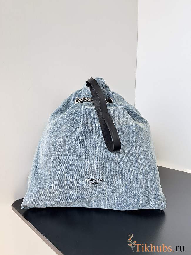 Balenciaga Crush Medium Tote Bag Blue Denim 39.9x46.0x14.0cm - 1