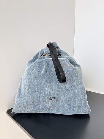Balenciaga Crush Medium Tote Bag Blue Denim 39.9x46.0x14.0cm