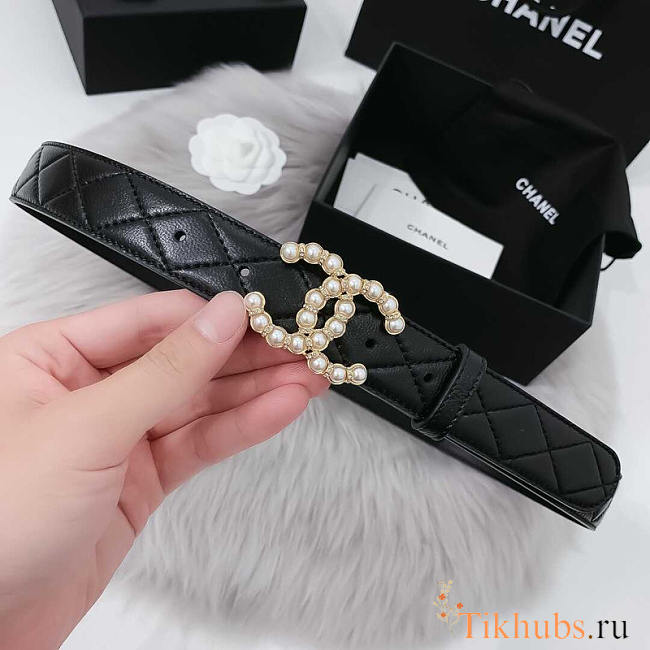 Chanel CC Buckle Leather Belt 3cm - 1