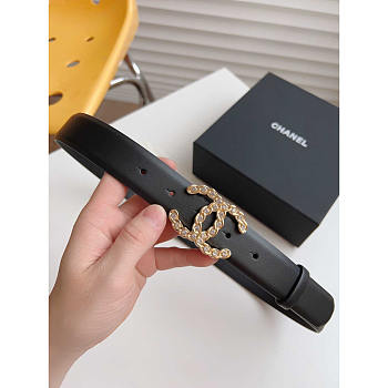 Chanel CC Buckle Leather Belt Black 3cm