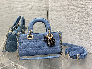 Dior Small Lady D-JOY Blue Cannage Denim 22 x 12 x 5cm