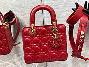 Dior Small Lady Bag Red and Red Hardware 20cm - 1