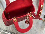 Dior Small Lady Bag Red and Red Hardware 20cm - 5