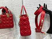 Dior Small Lady Bag Red and Red Hardware 20cm - 3