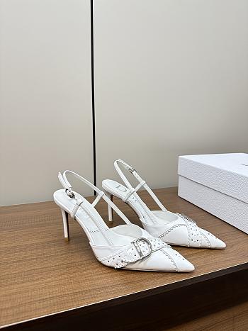 Dior Pointed Toe Slingback Mules White 10cm