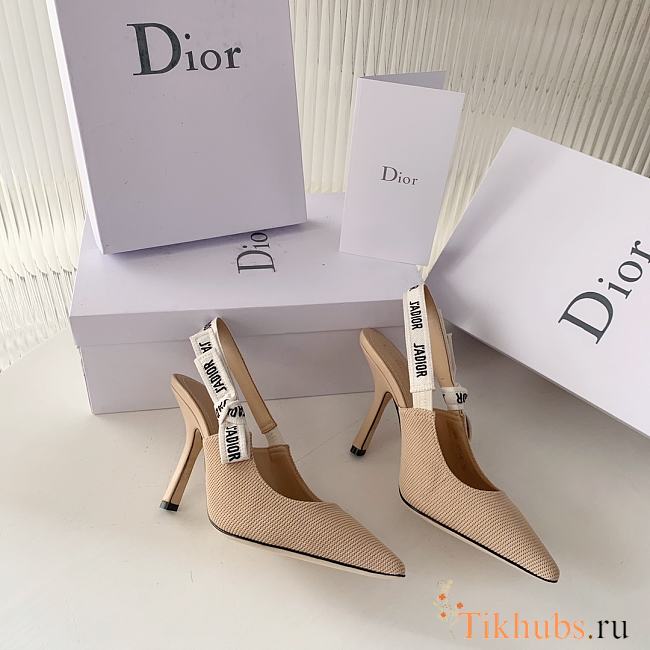 Dior J’adior Slingback Pump Beige Fabric 9.5cm - 1
