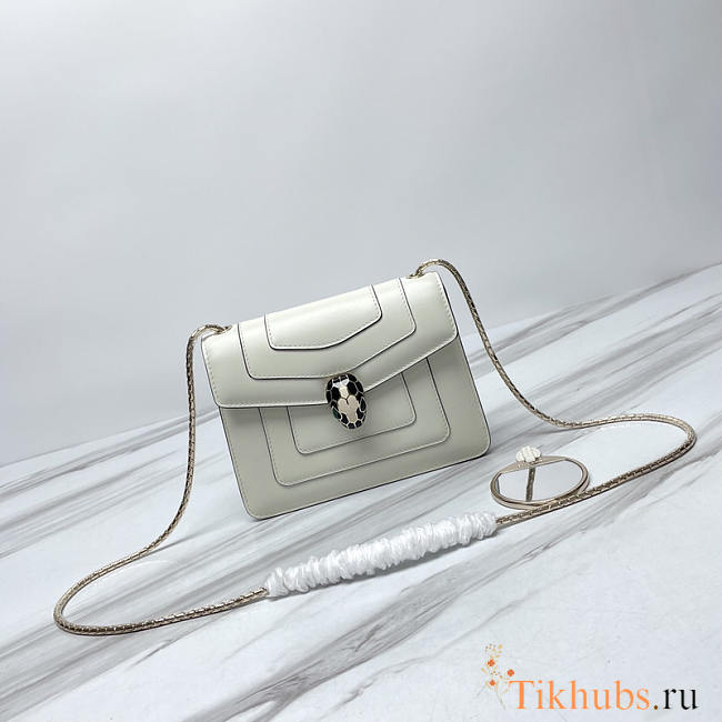 Bvlgari Serpenti Leather Crossbody Bag White 20x14x4.5cm - 1