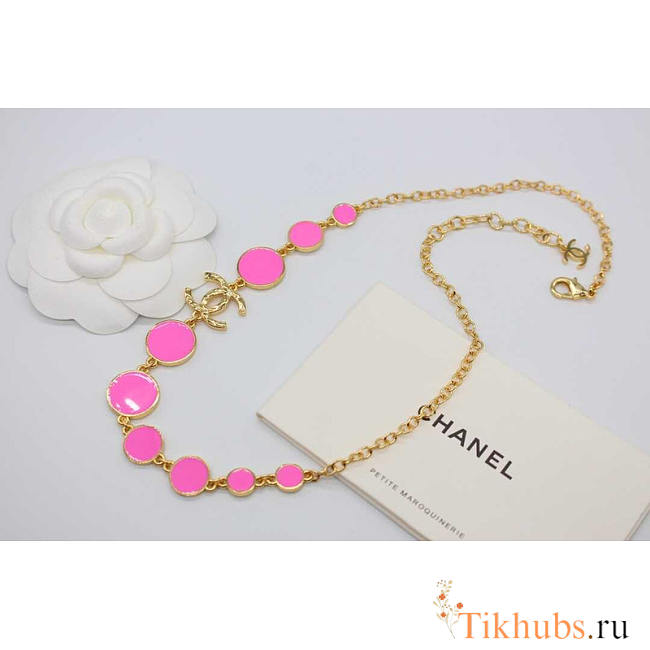 Chanel Necklace Metal Gold Black And Pink - 1