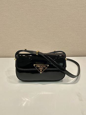 Prada Patent Leather Shoulder Bag Black 20x10x4cm