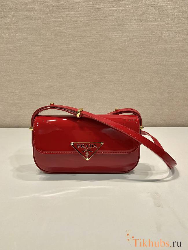 Prada Patent Leather Shoulder Bag Red 20x10x4cm - 1