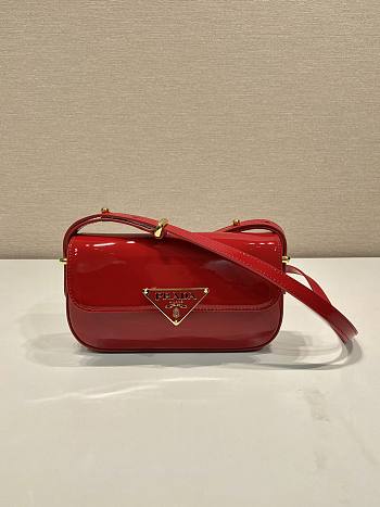 Prada Patent Leather Shoulder Bag Red 20x10x4cm