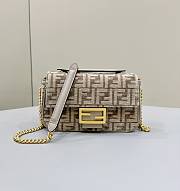 Fendi Baguette Chain Midi Dove Gray Gold 24x7x13cm - 1