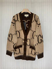 Gucci Reversible GG Mohair Wool Cardigan Beige Brown - 1
