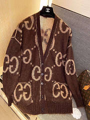 Gucci Reversible GG Mohair Wool Cardigan Beige Brown - 5