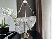 Dior Saddle Bag Gray Toile de Jouy Embroidery 25.5x20x6.5cm - 1