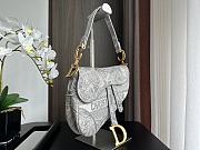 Dior Saddle Bag Gray Toile de Jouy Embroidery 25.5x20x6.5cm - 5