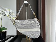 Dior Saddle Bag Gray Toile de Jouy Embroidery 25.5x20x6.5cm - 4