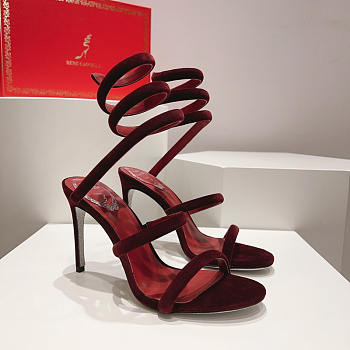 Rene Caovilla Cleo Ankle Strap Heel Sandals Red 10cm