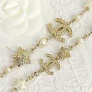 Chanel Metal Resin Pearl Star CC Necklace Gold - 4