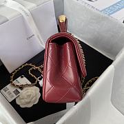 Chanel Small Top Handle Lambskin Red Wine Gold HW 20x12x6cm - 6