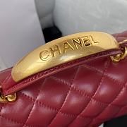 Chanel Small Top Handle Lambskin Red Wine Gold HW 20x12x6cm - 5