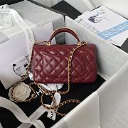 Chanel Small Top Handle Lambskin Red Wine Gold HW 20x12x6cm - 2