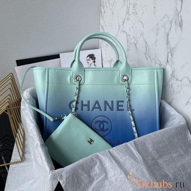 Chanel Shopping Bag Shaded Turquoise & Blue 34cm - 1