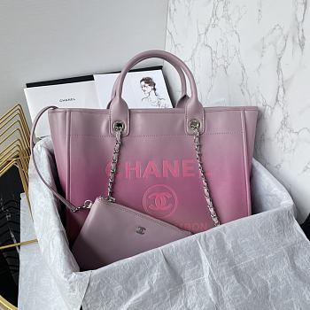 Chanel Shopping Bag Shaded Light Purple Pink Coral 34cm