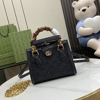 Gucci Diana Mini GG Crystal Tote Bag Black 16x20x10cm