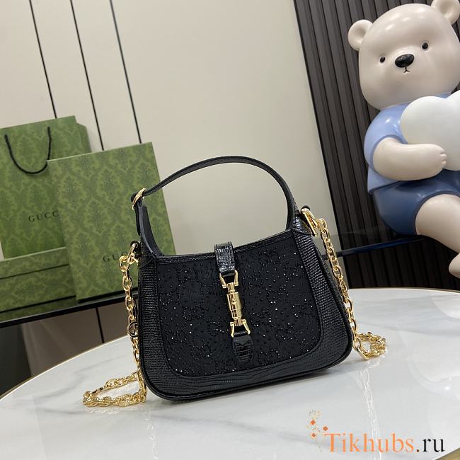 Gucci Jackie 1961 GG Crystal Mini Bag Black 13x19x3cm - 1