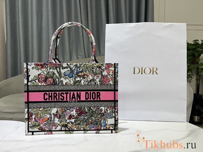 Dior Medium Book Tote White Multicolor Mexico Millefiori 36 x 27.5 x 16.5 cm - 1