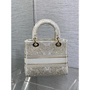 Dior Medium Lady D-Lite Bag Gold White Butterfly Around The World 24x11x20cm - 4