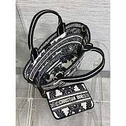 Dior Hat Basket Bag White and Black Butterfly Bandana 27 x 20 x 8 cm - 6