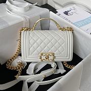 Chanel Boy Bag With Handle Caviar Gold White 20x12x7cm - 1