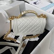 Chanel Boy Bag With Handle Caviar Gold White 20x12x7cm - 5