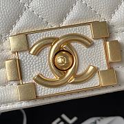 Chanel Boy Bag With Handle Caviar Gold White 20x12x7cm - 4