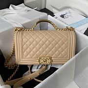 Chanel Boy Bag With Handle Caviar Gold Beige 25x14.5x8cm - 1