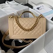 Chanel Boy Bag With Handle Caviar Gold Beige 25x14.5x8cm - 5