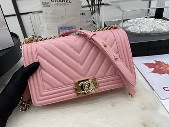 Chanel Medium Leboy Bag Pink Lambskin Gold 25cm